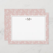 Botanisches Mit Monogramm elegantes Roush Mitteilungskarte (Vorne/Hinten)