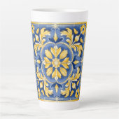 Botanisches Mittelmeer-Muster - Blau und Gelb Milchtasse (Vorderseite)
