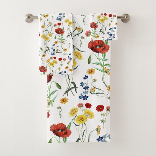 Botanisches Mohn-Daisy-Muster Badhandtuch Set (Insitu)