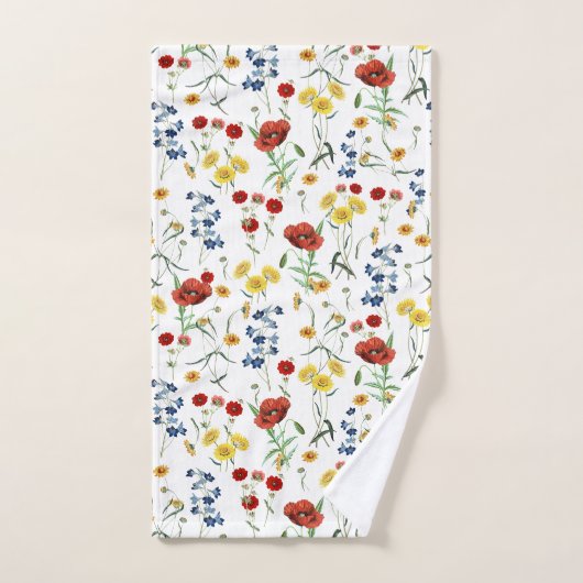 Botanisches Mohn-Daisy-Muster Badhandtuch Set (Handtuch)