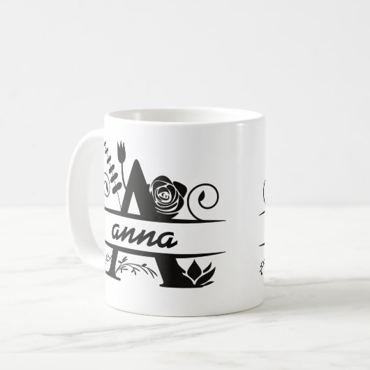 Botanisches Monogramm A " ANNA " Kaffeetasse (Vorderseite Links)