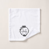 Botanisches Monogramm aus elegantem Schwarz und We Badhandtuch Set (Waschlappen)