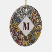 Botanisches Monogramm aus verkettetem Glas Keramik Ornament (Rechts)