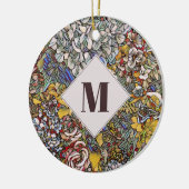 Botanisches Monogramm aus verkettetem Glas Keramik Ornament (Links)