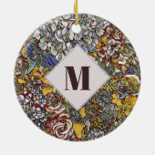 Botanisches Monogramm aus verkettetem Glas Keramik Ornament (Hinten)