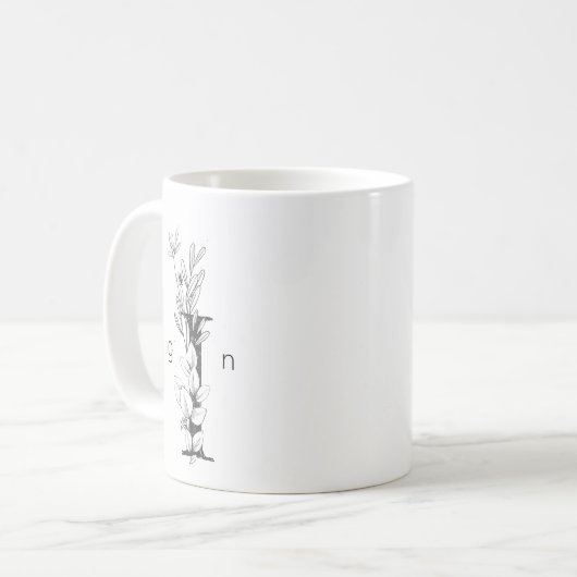 Botanisches Monogramm | Benutzerdefiniertes Textel Kaffeetasse (Vorderseite Links)