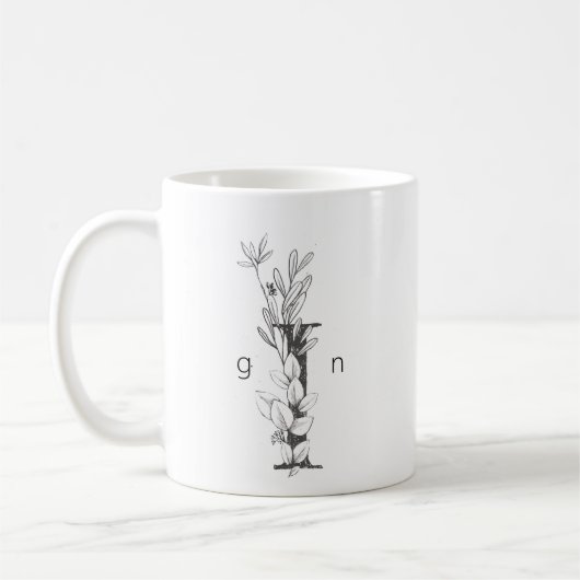 Botanisches Monogramm | Benutzerdefiniertes Textel Kaffeetasse (Links)