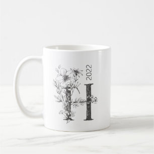 Botanisches Monogramm   Benutzerdefiniertes Textel Kaffeetasse