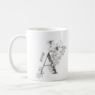 Botanisches Monogramm   Benutzerdefiniertes Textel Kaffeetasse