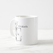 Botanisches Monogramm | Custom Text Elegance Co Kaffeetasse (Vorderseite Links)