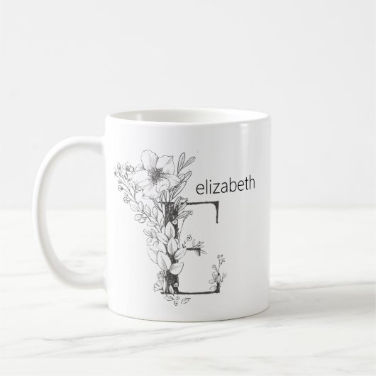 Botanisches Monogramm | Custom Text Elegance Co Kaffeetasse (Links)