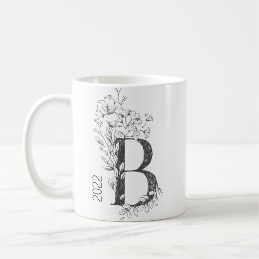 Botanisches Monogramm | Custom Text Elegance Co Kaffeetasse (Links)