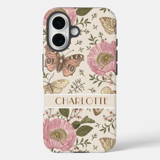 Botanisches Monogramm der modernen trendy Wildblum Case-Mate iPhone Hülle (Rückseite)