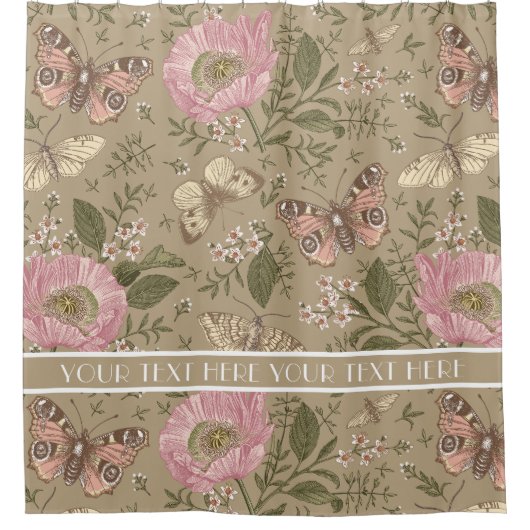 Botanisches Monogramm der modernen trendy Wildblum Duschvorhang (Vorderseite)