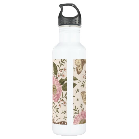 Botanisches Monogramm der modernen trendy Wildblum Edelstahlflasche (Rückseite)