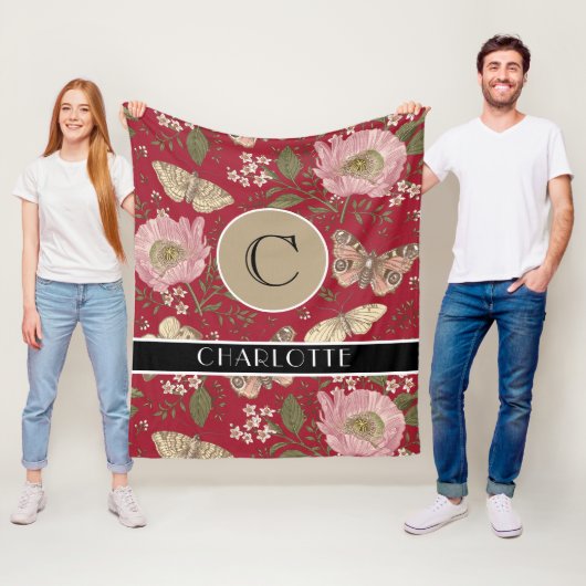 Botanisches Monogramm der modernen trendy Wildblum Fleecedecke (Beispiel)