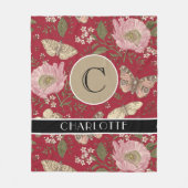 Botanisches Monogramm der modernen trendy Wildblum Fleecedecke (Vorderseite)