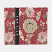 Botanisches Monogramm der modernen trendy Wildblum Fleecedecke (Vorderseite (Horizontal))