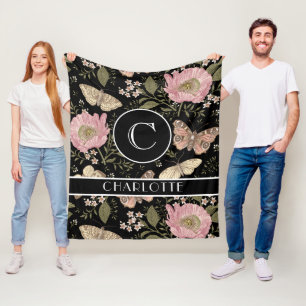 Botanisches Monogramm der modernen trendy Wildblum Fleecedecke