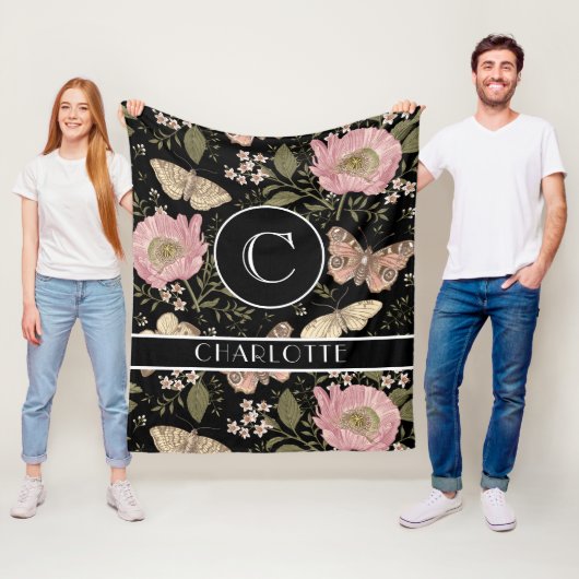 Botanisches Monogramm der modernen trendy Wildblum Fleecedecke (Beispiel)