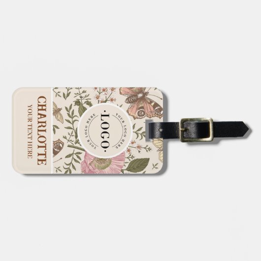 Botanisches Monogramm der modernen trendy Wildblum Gepäckanhänger (Vorderseite horizontal)