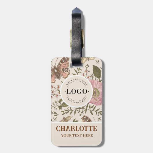 Botanisches Monogramm der modernen trendy Wildblum Gepäckanhänger (Rückseite vertikal)