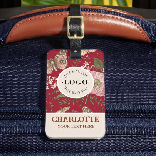 Botanisches Monogramm der modernen trendy Wildblum Gepäckanhänger (Vorderseite Insitu 2)