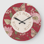 Botanisches Monogramm der modernen trendy Wildblum Große Wanduhr (Vorderseite)