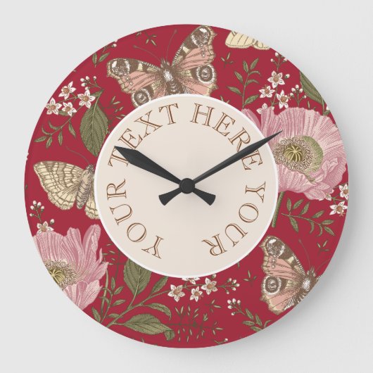 Botanisches Monogramm der modernen trendy Wildblum Große Wanduhr (Vorderseite)