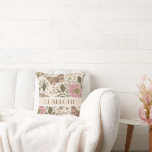 Botanisches Monogramm der modernen trendy Wildblum Kissen