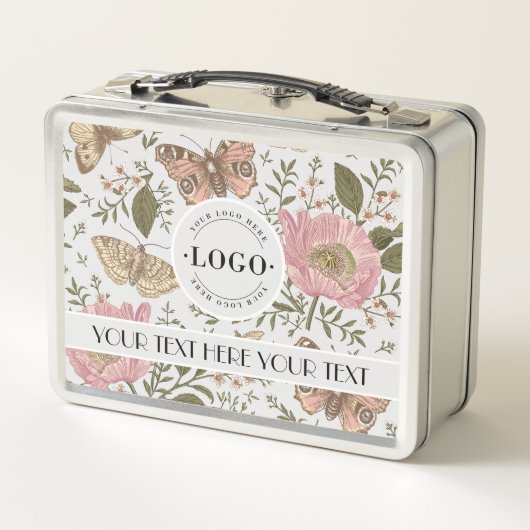 Botanisches Monogramm der modernen trendy Wildblum Metall Brotdose (Rückseite)