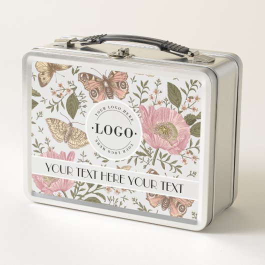 Botanisches Monogramm der modernen trendy Wildblum Metall Brotdose (Vorderseite)