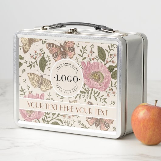 Botanisches Monogramm der modernen trendy Wildblum Metall Brotdose (Beispiel)