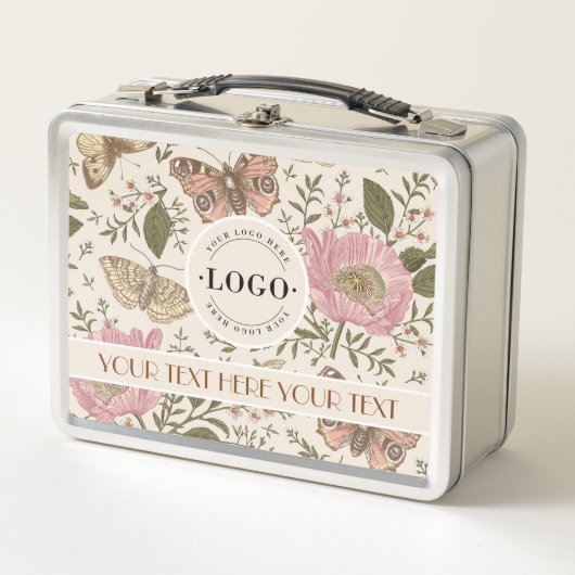 Botanisches Monogramm der modernen trendy Wildblum Metall Brotdose (Vorderseite)