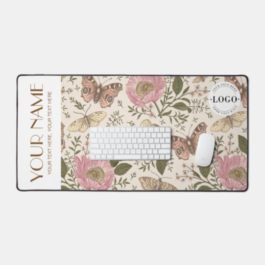 Botanisches Monogramm der modernen trendy Wildblum Schreibtischunterlage (Tastatur & Maus)