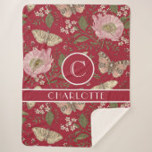 Botanisches Monogramm der modernen trendy Wildblum Sherpadecke (Vorderseite)