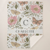 Botanisches Monogramm der modernen trendy Wildblum Sherpadecke (Vorderseite)