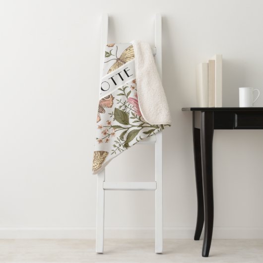 Botanisches Monogramm der modernen trendy Wildblum Sherpadecke (Beispiel)