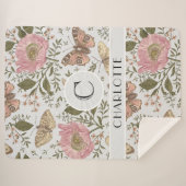 Botanisches Monogramm der modernen trendy Wildblum Sherpadecke (Vorderseite (Horizontal))