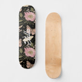 Botanisches Monogramm der modernen trendy Wildblum Skateboard (Vorderseite)