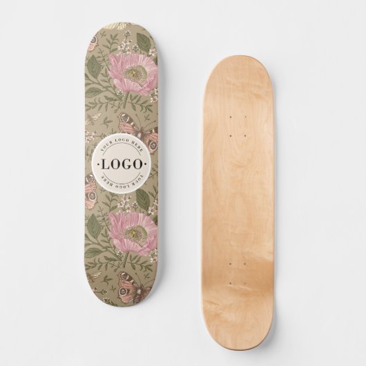 Botanisches Monogramm der modernen trendy Wildblum Skateboard (Vorderseite)
