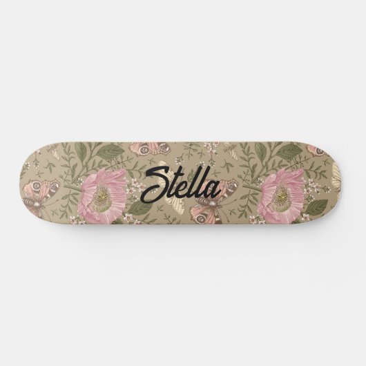 Botanisches Monogramm der modernen trendy Wildblum Skateboard (Horizontal)