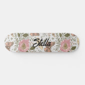 Botanisches Monogramm der modernen trendy Wildblum Skateboard (Horizontal)