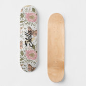 Botanisches Monogramm der modernen trendy Wildblum Skateboard (Vorderseite)