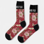Botanisches Monogramm der modernen trendy Wildblum Socken (Linkes Detail)