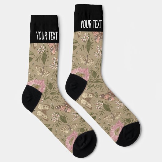 Botanisches Monogramm der modernen trendy Wildblum Socken (Rechts)