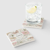 Botanisches Monogramm der modernen trendy Wildblum Steinuntersetzer (Seitenansicht)