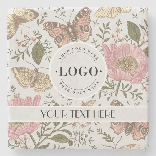 Botanisches Monogramm der modernen trendy Wildblum Steinuntersetzer (Vorderseite)