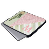 Botanisches Monogramm des modernen Korallengrün Laptopschutzhülle (Vorne Knopf)