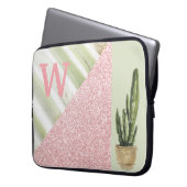 Botanisches Monogramm des modernen Korallengrün Laptopschutzhülle (Vorderseite Links)